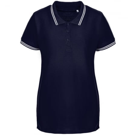 Рубашка поло женская Virma Stripes Lady, темно-синяя купить с нанесением логотипа оптом на заказ в интернет-магазине Санкт-Петербург