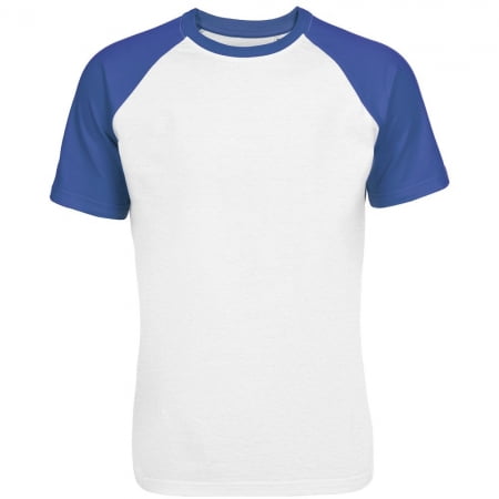Футболка мужская T-bolka Bicolor, белая с синим купить с нанесением логотипа оптом на заказ в интернет-магазине Санкт-Петербург