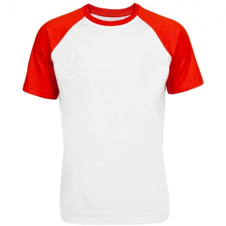Футболка мужская T-bolka Bicolor, белая с красным купить с нанесением логотипа оптом на заказ в интернет-магазине Санкт-Петербург