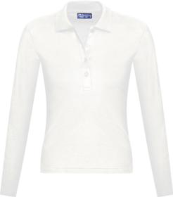 Рубашка поло женская с длинным рукавом PODIUM 210 белая купить оптом с нанесение логотипа в Санкт-Петербурге
