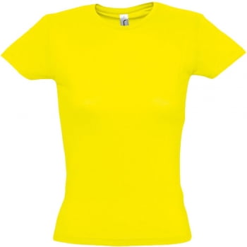 Футболка женская MISS 150, желтая (лимонная) купить с нанесением логотипа оптом на заказ в интернет-магазине Санкт-Петербург