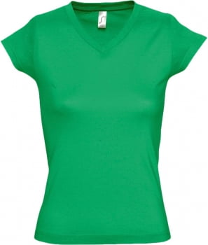 Футболка женская c V-образным вырезом MOON 150, ярко-зеленая купить с нанесением логотипа оптом на заказ в интернет-магазине Санкт-Петербург