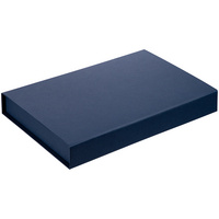 Коробка Silk с ложементом под ежедневник 13x21 см и ручку, синяя купить с нанесением логотипа оптом на заказ в интернет-магазине Санкт-Петербург