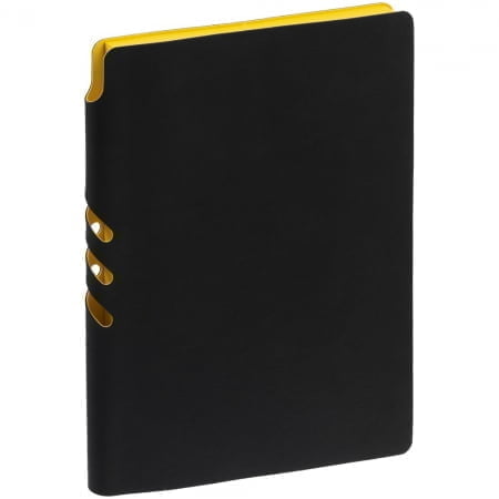 Ежедневник Flexpen Black, недатированный, черный с желтым купить с нанесением логотипа оптом на заказ в интернет-магазине Санкт-Петербург