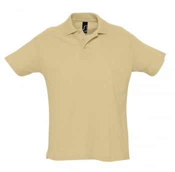 Рубашка поло мужская SUMMER 170, бежевая купить с нанесением логотипа оптом на заказ в интернет-магазине Санкт-Петербург