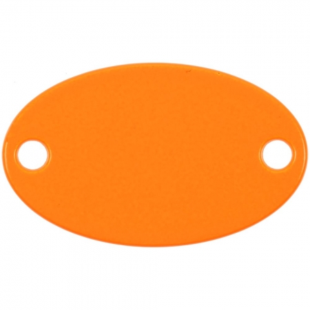 Шильдик металлический Alfa Oval, оранжевый неон купить с нанесением логотипа оптом на заказ в интернет-магазине Санкт-Петербург