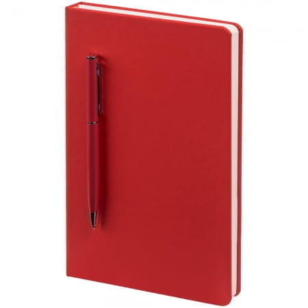 Ежедневник Magnet Shall с ручкой, красный купить с нанесением логотипа оптом на заказ в интернет-магазине Санкт-Петербург
