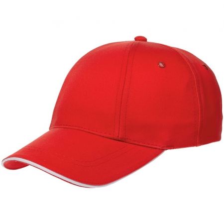Бейсболка Canopy, красная с белым кантом купить с нанесением логотипа оптом на заказ в интернет-магазине Санкт-Петербург