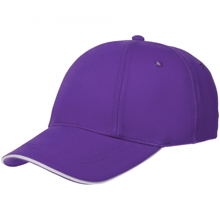 Бейсболка Canopy, фиолетовая с белым кантом купить с нанесением логотипа оптом на заказ в интернет-магазине Санкт-Петербург