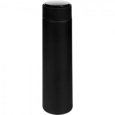 Смарт-бутылка с заменяемой батарейкой Long Therm Soft Touch, черная купить с нанесением логотипа оптом на заказ в интернет-магазине Санкт-Петербург
