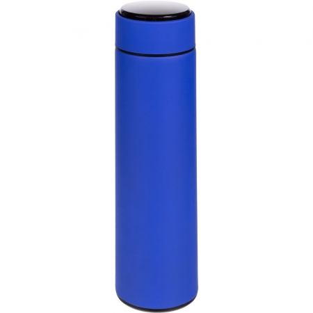 Смарт-бутылка с заменяемой батарейкой Long Therm Soft Touch, синяя купить с нанесением логотипа оптом на заказ в интернет-магазине Санкт-Петербург