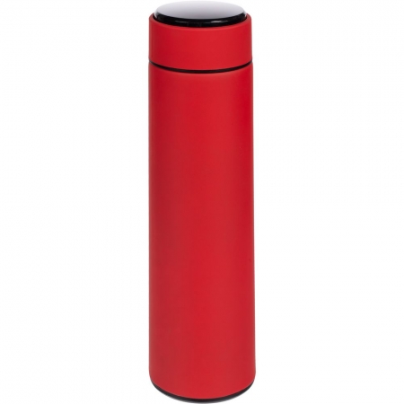 Смарт-бутылка с заменяемой батарейкой Long Therm Soft Touch, красная купить с нанесением логотипа оптом на заказ в интернет-магазине Санкт-Петербург