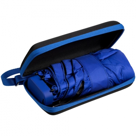 Зонт складной Color Action, в кейсе, синий купить с нанесением логотипа оптом на заказ в интернет-магазине Санкт-Петербург