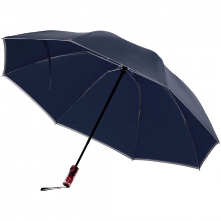 Зонт наоборот складной Futurum, темно-синий купить с нанесением логотипа оптом на заказ в интернет-магазине Санкт-Петербург