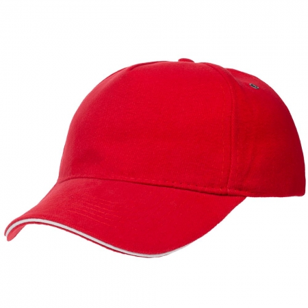 Бейсболка Classic, красная с белым кантом купить с нанесением логотипа оптом на заказ в интернет-магазине Санкт-Петербург