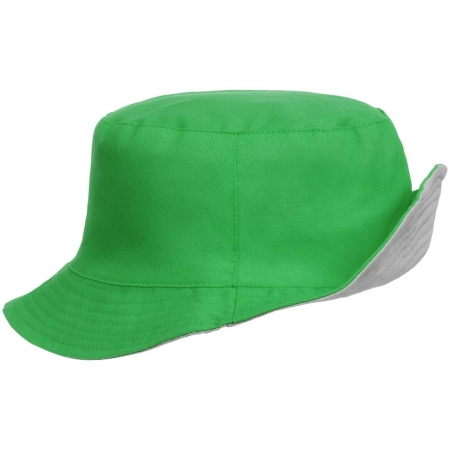 Панама Summer двусторонняя, зеленая с серым купить с нанесением логотипа оптом на заказ в интернет-магазине Санкт-Петербург