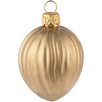 Елочная игрушка «Грецкий орех», матовое золото купить с нанесением логотипа оптом на заказ в интернет-магазине Санкт-Петербург