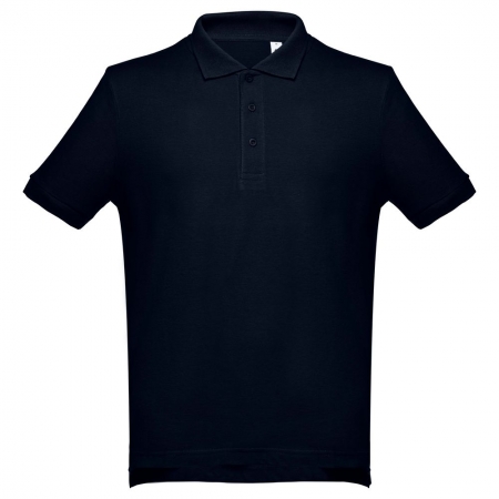 Рубашка поло мужская Adam, темно-синяя купить с нанесением логотипа оптом на заказ в интернет-магазине Санкт-Петербург