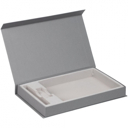 Коробка Horizon Magnet под ежедневник, флешку и ручку, серая купить с нанесением логотипа оптом на заказ в интернет-магазине Санкт-Петербург