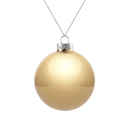 Елочный шар Finery Gloss, 8 см, глянцевый золотистый купить с нанесением логотипа оптом на заказ в интернет-магазине Санкт-Петербург