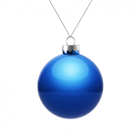 Елочный шар Finery Gloss, 8 см, глянцевый синий купить с нанесением логотипа оптом на заказ в интернет-магазине Санкт-Петербург