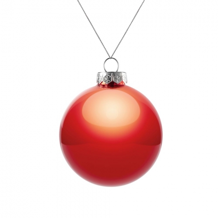 Елочный шар Finery Gloss, 8 см, глянцевый красный купить с нанесением логотипа оптом на заказ в интернет-магазине Санкт-Петербург