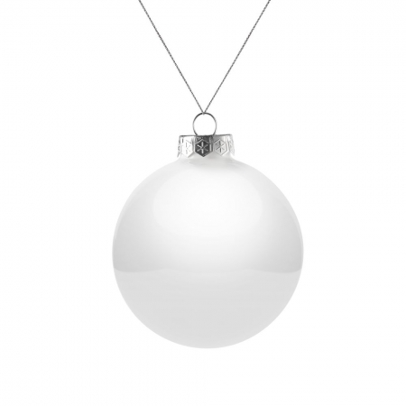 Елочный шар Finery Gloss, 8 см, глянцевый белый купить с нанесением логотипа оптом на заказ в интернет-магазине Санкт-Петербург