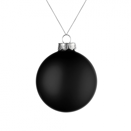 Елочный шар Finery Matt, 8 см, матовый черный купить с нанесением логотипа оптом на заказ в интернет-магазине Санкт-Петербург
