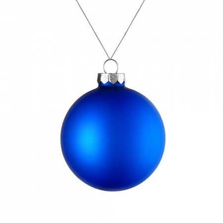 Елочный шар Finery Matt, 8 см, матовый синий купить с нанесением логотипа оптом на заказ в интернет-магазине Санкт-Петербург
