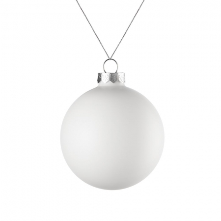 Елочный шар Finery Matt, 8 см, матовый белый купить с нанесением логотипа оптом на заказ в интернет-магазине Санкт-Петербург