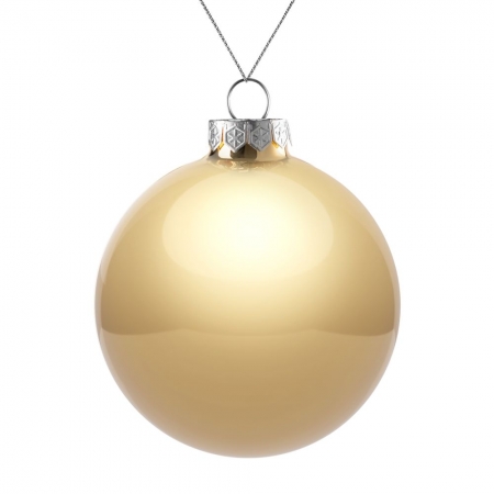 Елочный шар Finery Gloss, 10 см, глянцевый золотистый купить с нанесением логотипа оптом на заказ в интернет-магазине Санкт-Петербург