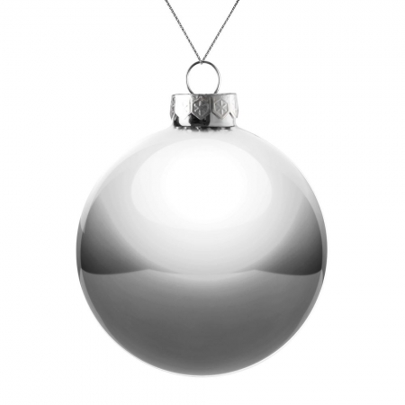 Елочный шар Finery Gloss, 10 см, глянцевый серебристый купить с нанесением логотипа оптом на заказ в интернет-магазине Санкт-Петербург