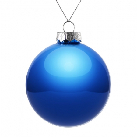 Елочный шар Finery Gloss, 10 см, глянцевый синий купить с нанесением логотипа оптом на заказ в интернет-магазине Санкт-Петербург