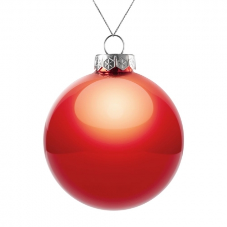 Елочный шар Finery Gloss, 10 см, глянцевый красный купить с нанесением логотипа оптом на заказ в интернет-магазине Санкт-Петербург