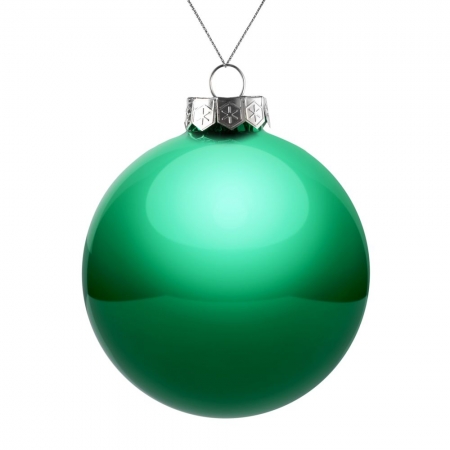 Елочный шар Finery Gloss, 10 см, глянцевый зеленый купить с нанесением логотипа оптом на заказ в интернет-магазине Санкт-Петербург