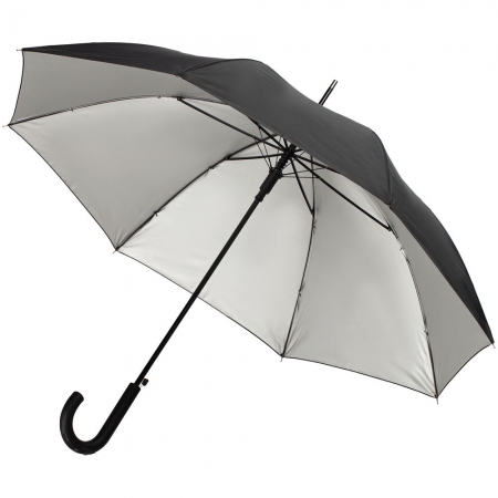 Зонт-трость Silverine, черный купить с нанесением логотипа оптом на заказ в интернет-магазине Санкт-Петербург