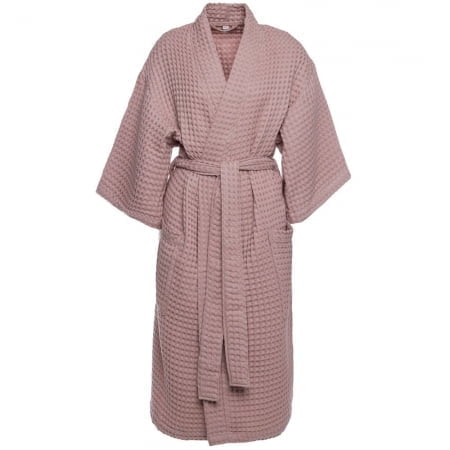 Халат вафельный женский Boho Kimono, пыльно-розовый купить с нанесением логотипа оптом на заказ в интернет-магазине Санкт-Петербург
