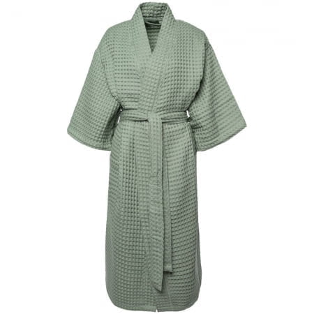 Халат вафельный женский Boho Kimono, зеленая мята купить с нанесением логотипа оптом на заказ в интернет-магазине Санкт-Петербург