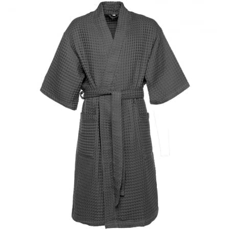 Халат вафельный мужской Boho Kimono, темно-серый (графит) купить с нанесением логотипа оптом на заказ в интернет-магазине Санкт-Петербург