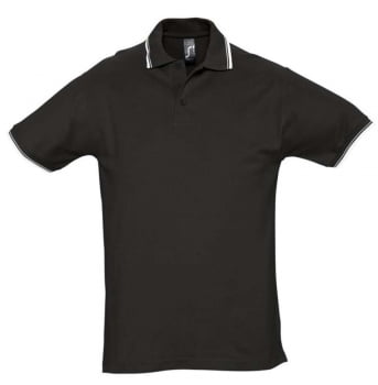 Рубашка поло мужская с контрастной отделкой PRACTICE 270 черная купить с нанесением логотипа оптом на заказ в интернет-магазине Санкт-Петербург