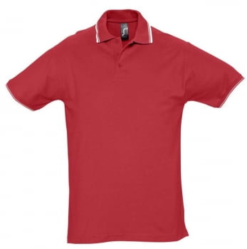Рубашка поло мужская с контрастной отделкой PRACTICE 270, красный/белый купить с нанесением логотипа оптом на заказ в интернет-магазине Санкт-Петербург