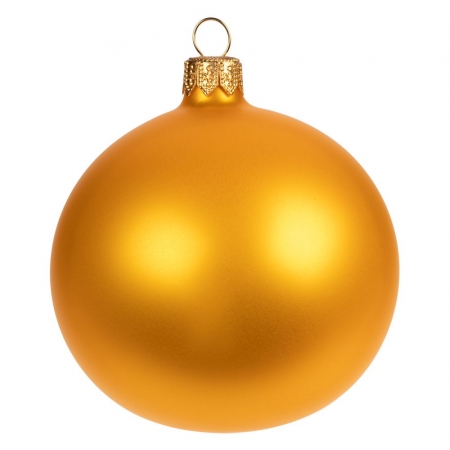 Елочный шар Gala Matt в коробке, золотой, 8,5 см купить с нанесением логотипа оптом на заказ в интернет-магазине Санкт-Петербург
