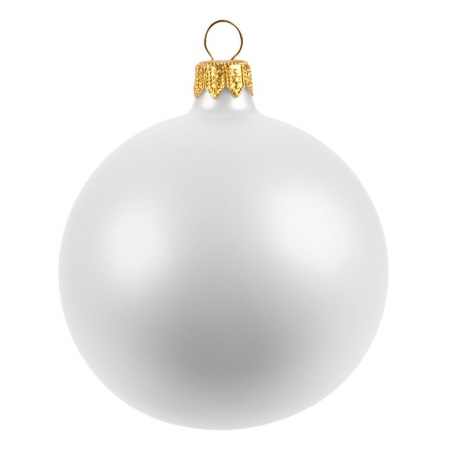 Елочный шар Gala Matt в коробке, белый, 8,5 см купить с нанесением логотипа оптом на заказ в интернет-магазине Санкт-Петербург