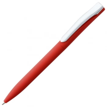 Ручка шариковая Pin Soft Touch, красная купить с нанесением логотипа оптом на заказ в интернет-магазине Санкт-Петербург