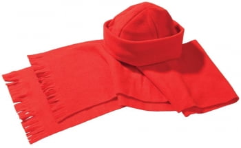 Комплект Unit Fleecy: шарф и шапка, красный купить с нанесением логотипа оптом на заказ в интернет-магазине Санкт-Петербург