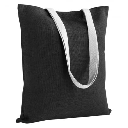 Холщовая сумка на плечо Juhu, черная купить с нанесением логотипа оптом на заказ в интернет-магазине Санкт-Петербург