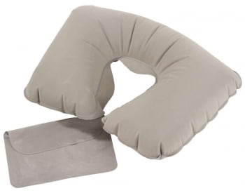 Надувная подушка под шею в чехле Sleep, серая купить с нанесением логотипа оптом на заказ в интернет-магазине Санкт-Петербург