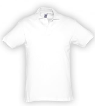 Рубашка поло мужская SPIRIT 240, белая купить с нанесением логотипа оптом на заказ в интернет-магазине Санкт-Петербург