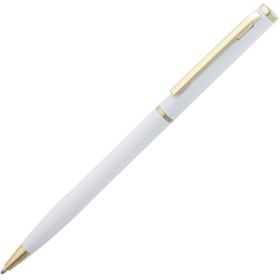 Ручка шариковая Hotel Gold, ver.2, белая купить с нанесением логотипа оптом на заказ в интернет-магазине Санкт-Петербург