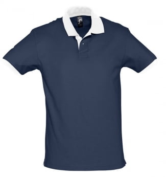 Рубашка поло Prince 190, темно-синяя с белым купить с нанесением логотипа оптом на заказ в интернет-магазине Санкт-Петербург